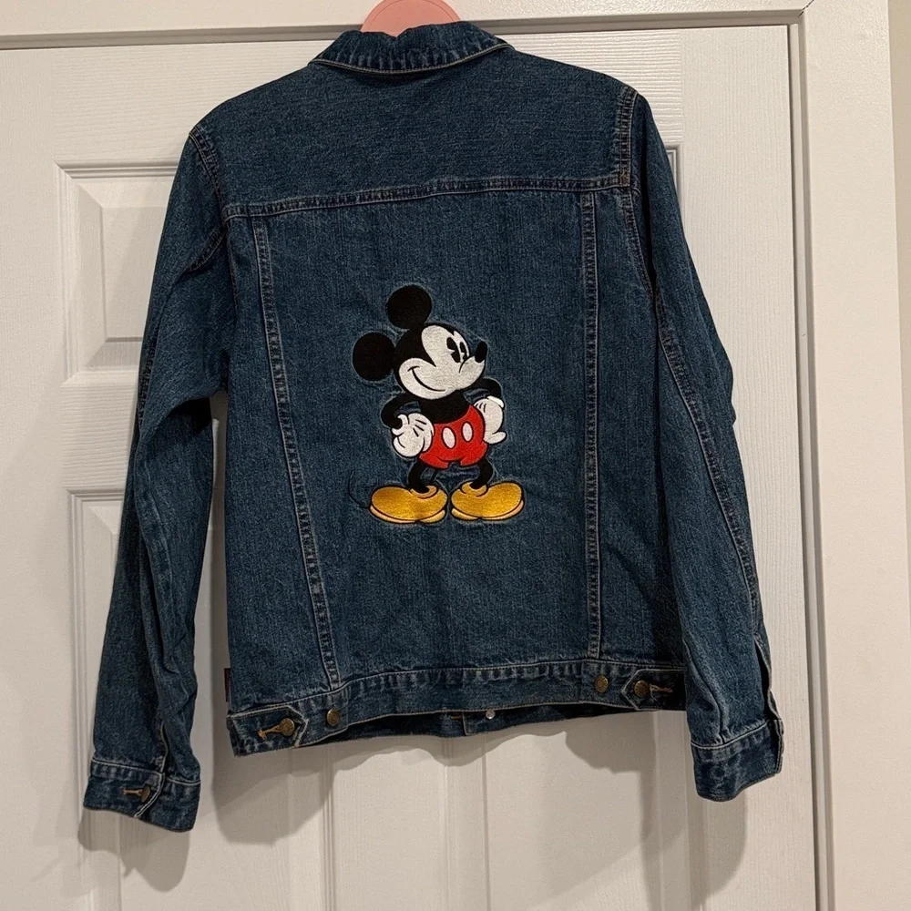 DISNEYLAND VINTAGE PARIS PARKS Official Patchwork Denim Jacket Mickey Girls 14